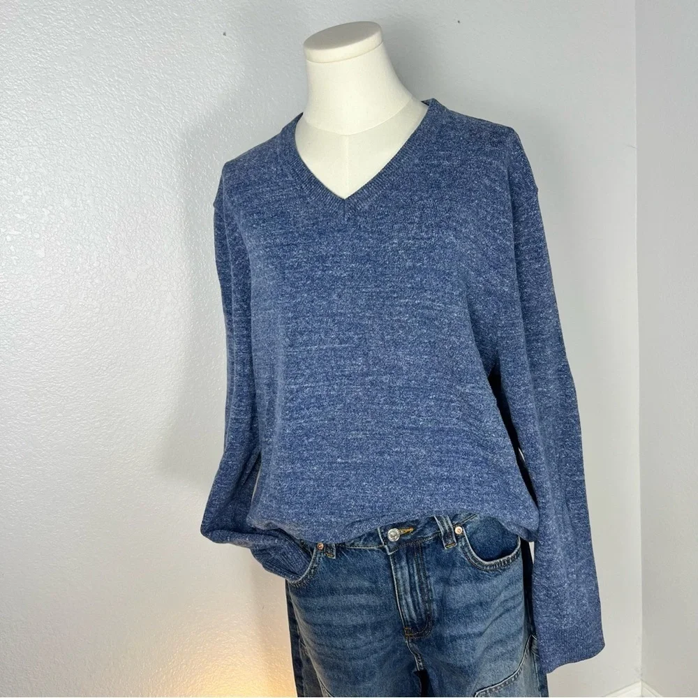 GAP Men’s XL Blue Heather Knit Sweater • Classic Crewneck Pullover